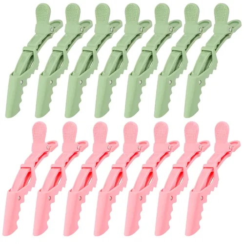 Miniatura 18 de Ondder 14 pinzas de pelo de cocodrilo grandes rojas para seccionar peinado, agarre fuerte profesional para cortar el cabello, 14 pinzas
