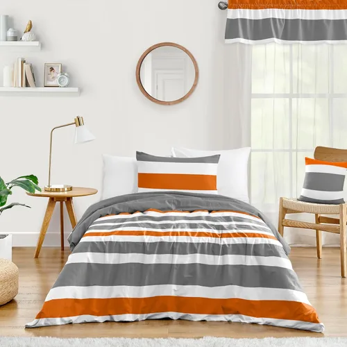 Sweet Jojo Designs Juego de edredón individual de 2 piezas (rayas modernas) para niños o niñas, adolescentes, ropa de cama para niños, cama en una