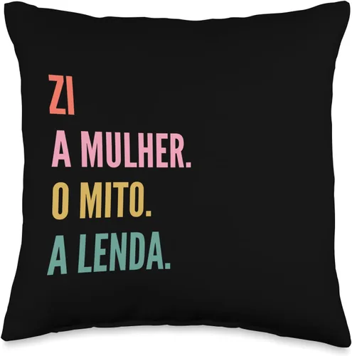 Designs De Nomes Engraçados Para Mulher Divertida almohada portuguesa con diseño de primer nombre, 16 x 16 pulgadas, multicolor