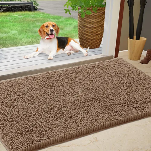 IM HOME Tapete absorbente de felpilla para exteriores, 48 x 30 pulgadas, lavable, tapete para puerta de perro, antideslizante, tapete para Camello