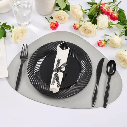 Miniatura 3 de Restaurantware - Juego de cubiertos desechables de 7.3 x 2 pulgadas, 100 juegos de cubiertos de plástico - Cinta de lunares, envuelta