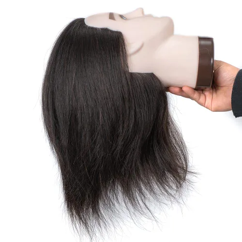 Miniatura 3 de Cabeza de maniquí masculina con 100% cabello humano corte de pelo cabeza de entrenamiento con cabello grueso, cabeza de maniquí para peluquería