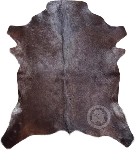 Miniatura 3 de Sunshine Cowhides Alfombra de piel de cabra 100% auténtica, piel de cabra natural en tono oscuro, para sala de estar, dormitorio y oficina, alfombra