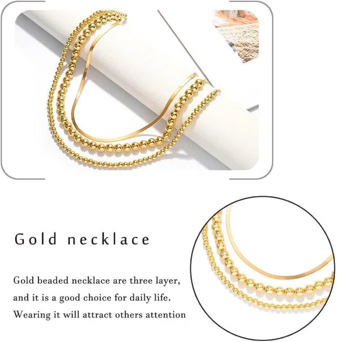 Miniatura 6 de Sixexey Collar de cuentas de oro, collares en capas, collar de cadena de bolas, joyería para mujer