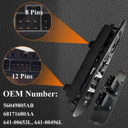 Miniatura 4 de 641-00496L Interruptor de ventana de control eléctrico delantero izquierdo compatible con Dodge Ram 1500 2500 3500 2002-2009, interruptor