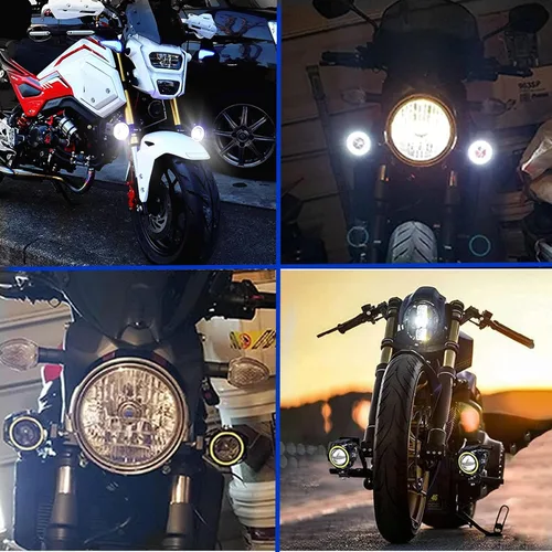 Miniatura 3 de Ourbest Luces antiniebla para motocicleta con interruptor, 12 V/24 V, 3 pulgadas, luz auxiliar de halo para ATV, scooter, camiones, luces Azul