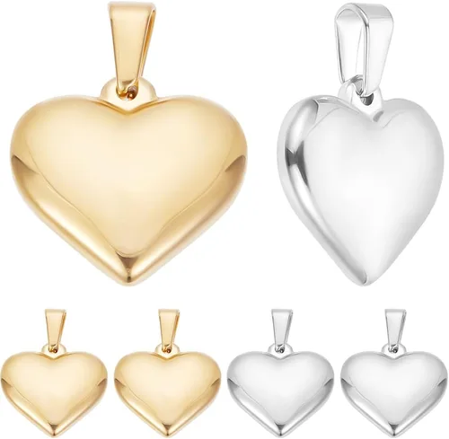 Miniatura 9 de Beebeecraft 1 caja de 18 quilates chapado en oro de latón/acero inoxidable corazón colgantes colgantes colgantes para el día de la madre, regalos
