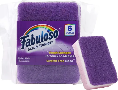 Miniatura 10 de Esponjas Fabuloso, Púrpura - Limpiador sin arañazos para platos y superficies - Esponja para lavar platos para una experiencia de limpieza audaz