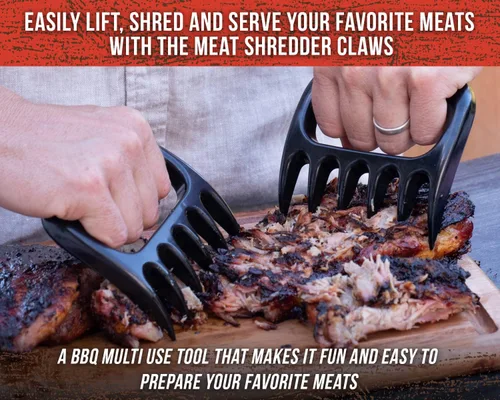 Miniatura 6 de Guantes de barbacoa, termómetro digital de carne y garras de barbacoa para triturar carne - Gran juego de accesorios de herramientas para ahumar