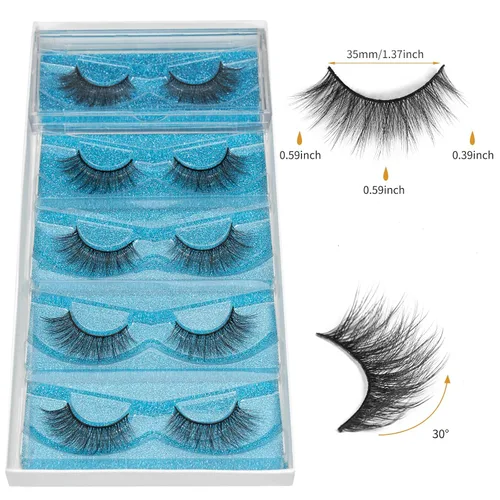 Miniatura 6 de DYSILK Pestañas postizas de visón, 5 pares de pestañas de aspecto natural