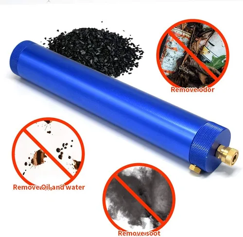 Miniatura 5 de 30Mpa Separador de agua de aceite Bomba de compresor de aire PCP 4500Psi Filtro de aire de alta presión Separador de buceo L300mm OD50mm con Azul