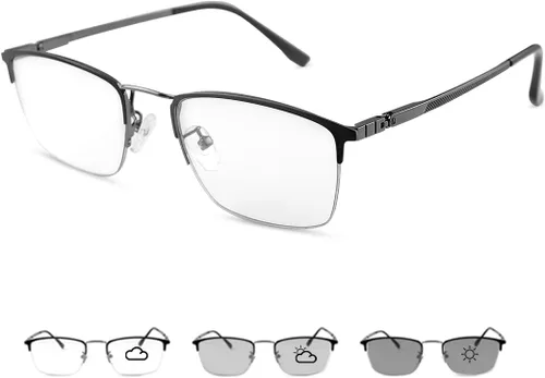 Miniatura 6 de MIRYEA Gafas de lectura multifoco progresivas de transición fotocromática Bisagras de resorte Gafas de sol UV400 Gafas de sol antirreflejo