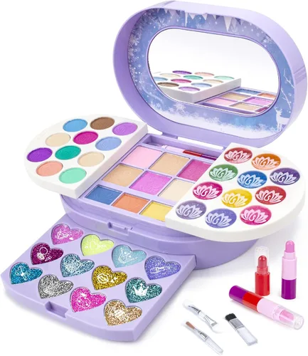 Tomons Kit de maquillaje para niños para niña, juego de belleza de juguete cosmético lavable real, juguetes de cumpleaños, regalo para niñas de 3,