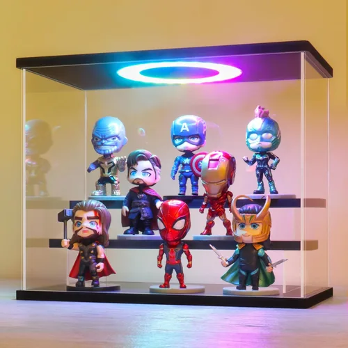 Miniatura 32 de LANSCOERY vitrina acrílica con iluminación LED, caja de exhibición de 5 niveles para coleccionables y figuras de acción, organizador transparente a