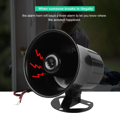Miniatura 4 de Tosuny ES-626 Sirena de 12 V 110 dB altavoz agudo, bocina de alambre, sirena de alarma, sistema de alarma antirrobo para seguridad al aire libre