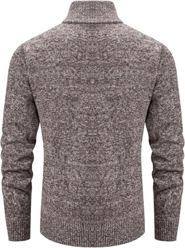 Miniatura 78 de VtuAOL Suéteres tipo cárdigan para hombre, con cremallera completa, cuello alto, cárdigan de punto casual con bolsillos