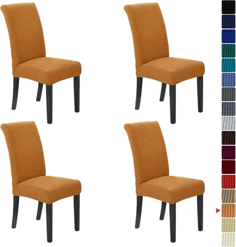 Juego de 4 fundas elásticas para sillas de comedor, fundas extraíbles lavables para sillas de comedor, fundas de asiento para sillas de comedor,