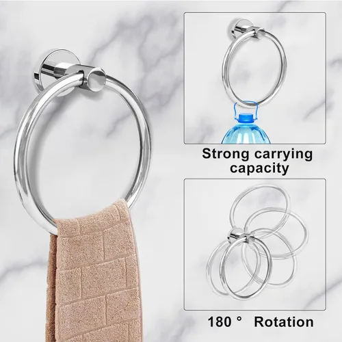 Miniatura 5 de Cilee Juego de 8 piezas de accesorios de baño de cromo pulido, barra de toalla de baño de 24 pulgadas, anillo de toalla, soporte para papel