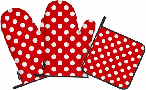 Miniatura 24 de Juego de guantes de horno y soportes para ollas de béisbol, diseño de cordones de softbol, resistentes al calor, 3 piezas para cocinar, hornear