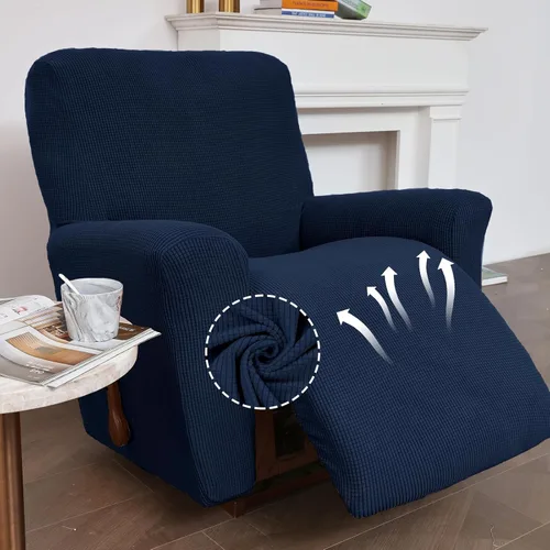 Miniatura 2 de KEKUOU Fundas para sillas reclinables, fundas elásticas para sofá reclinable de niño perezoso, 1 pieza, protector de muebles con parte inferior Azul