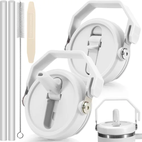 Miniatura 19 de Paquete de 2 Tapas con Popote Abatible a Prueba de Fugas para Reemplazo de Tapa Stanley 30 oz, para Accesorios de Vaso Tumbler Stanley Quencher