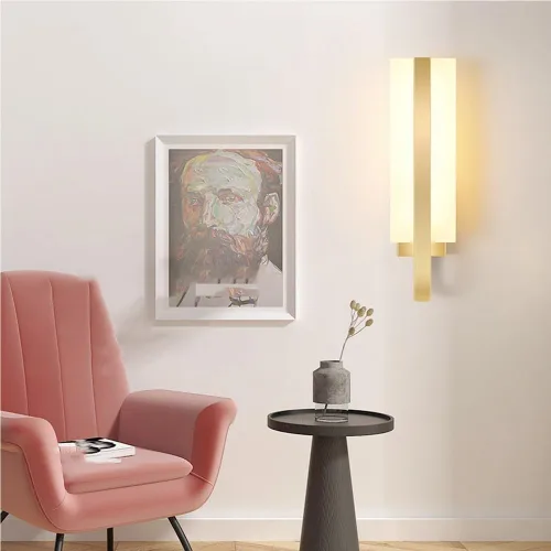 Miniatura 2 de Nordic - Luces de pared retro de metal con acabado de latón, 10 W, lámparas de tocador para interiores con pantalla acrílica, luces montadas