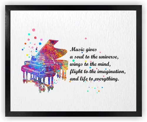 Dignovel Studios Música de piano sin marco de 8 x 10 pulgadas da un alma al universo músico citas inspiradoras diciendo sabiduría acuarela impresión