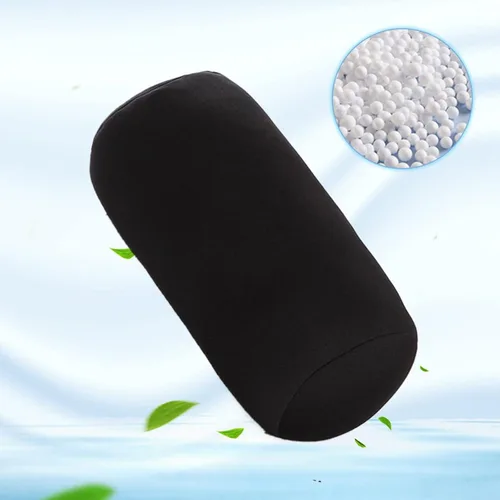 Miniatura 5 de Emivery Almohada ortopédica redonda de microcuentas para el cuello cilíndrico, almohada de espuma viscoelástica que reduce el dolor de espalda, Negro