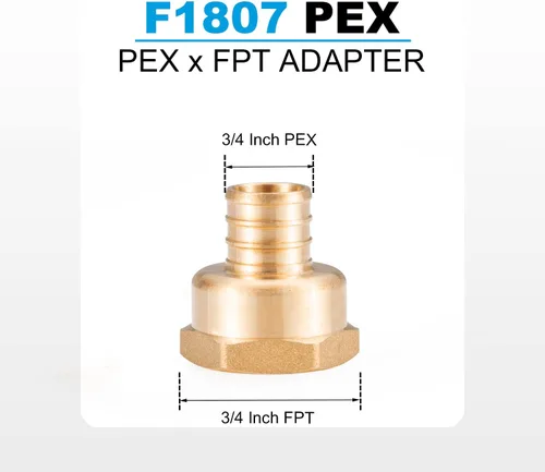 Miniatura 2 de (5 unidades) Adaptador de rosca NPT hembra de 3/4 pulgadas PEX x 3/4 pulgadas F1807, conector de engarce de latón LF para tubería PEX-b