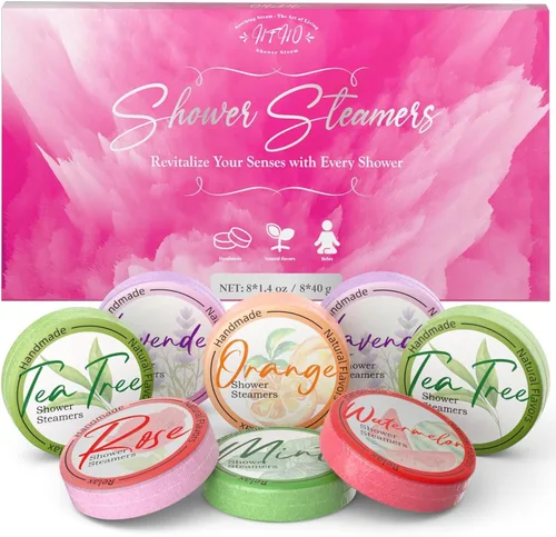Miniatura 10 de Shower Steamers - Paquete de 8 bombas de ducha de aceites esenciales naturales para cuidado personal, spa en casa, alivio del estrés y relajación