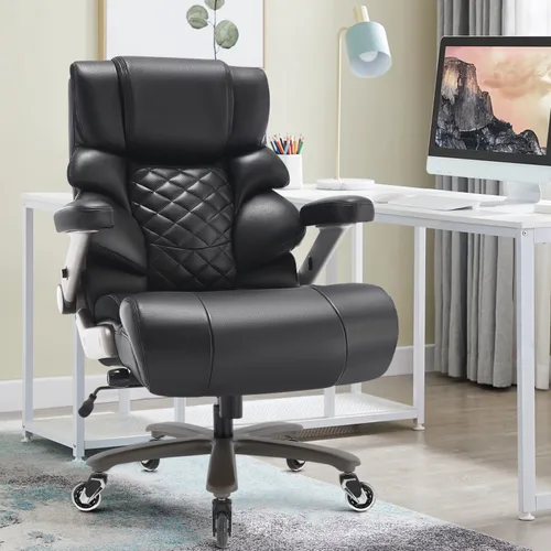 Miniatura 2 de Silla de oficina grande y alta de 700 libras, soporte lumbar ajustable, base de metal resistente, ruedas de goma silenciosas, respaldo alto, silla