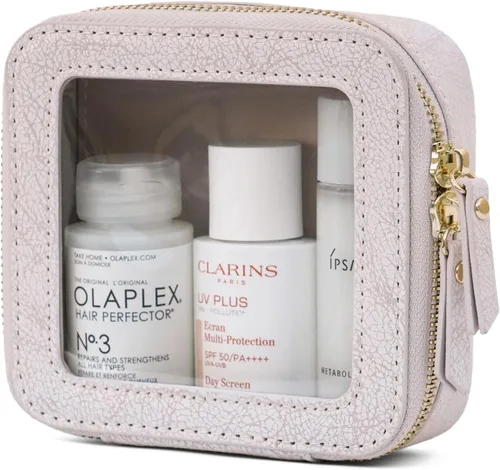 Miniatura 58 de Bolsa de maquillaje transparente Popvibe, estuche de cosméticos de viaje con cremallera, bolsa de aseo transparente con cremallera, organizador Malva
