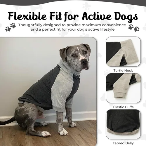 Miniatura 4 de Tooth & Honey Camisa para perros grandes, transpirable, de algodón y elastano, con cobertura completa debajo del vientre, para aliviar alergias