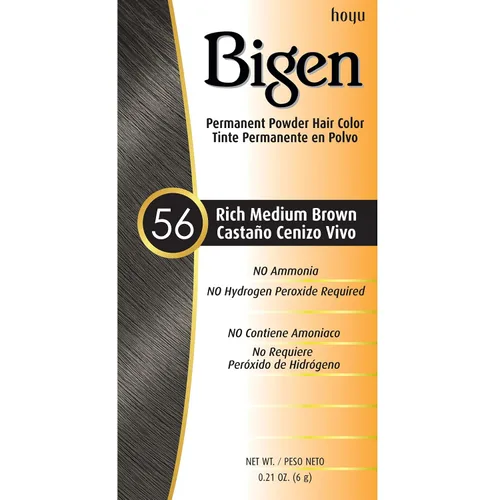 Bigen - Tinte permanente en polvo, marrón medio intenso #56, paquete de 6 unidades 56 Rico Marrón Medio
