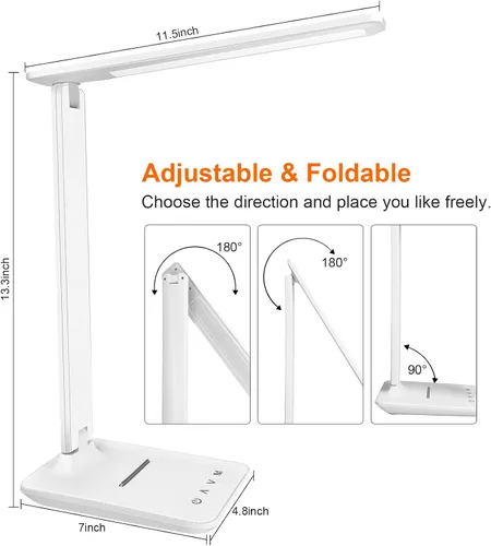 Miniatura 2 de karidi Lámpara de Escritorio LED Regulable Lámpara de Mesa con Puerto de Carga USB, 5 Modos de Iluminación, Control Sensible, Luz de Escritorio
