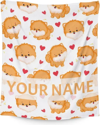 Miniatura 19 de Manta de Pomerania para niñas, tamaño de regazo de 30 x 40 pulgadas, manta de felpa suave y mullida, manta rosa para perro para sala de estar