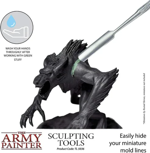 Miniatura 7 de The Army Painter Herramientas de escultura - Juego con tres herramientas de acero inoxidable de doble extremo, herramientas de polímero para modelar