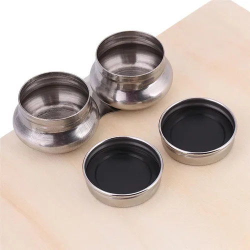 Miniatura 3 de Haosie Taza de paleta de doble gota, suministros de pintura al óleo, paleta de pintura de acero inoxidable, contenedor de agua de acuarela con tapa