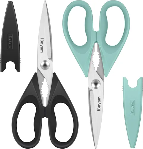 Miniatura 10 de iBayam Tijeras de cocina multiusos resistentes, juego de utensilios de cocina, utensilios de cocina de acero inoxidable, herramientas de utilidad