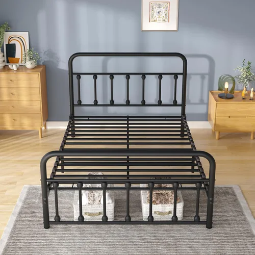 Miniatura 3 de erosoei Base de cama matrimonial completa de metal con espacio de almacenamiento, base de cama de acero de 74.8 pulgadas con almohadillas