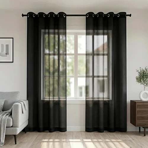 Miniatura 41 de KOUFALL Cortinas traslúcidas de 120 pulgadas de 2 paneles con ojales, juego extra largo de 10 pies de largo, cortinas altas para ventana grande, 52
