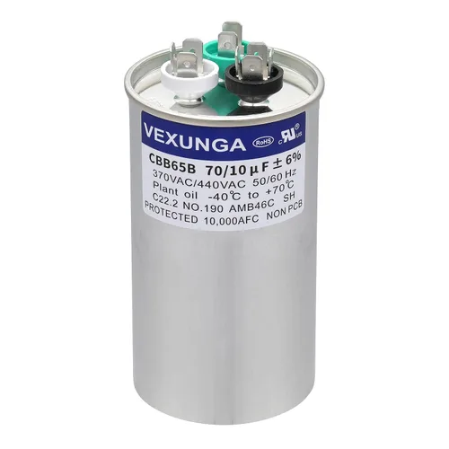 Miniatura 80 de VEXUNGA - 25/5 uF 25+5 MFD 370V o 440V Condensadores redondos de arranque dual 25 5 uF 370 440 Volt VAC CBB65 Condensadores para acondicionador