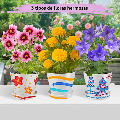 Miniatura 6 de Kit de jardinería infantil de pintura y plantas para niñas y niños, juguetes de jardín, flores, jardinería, regalo para niños, macetas de flores