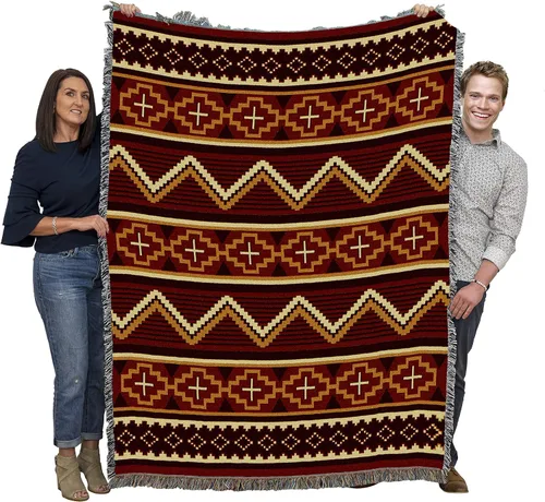 Miniatura 24 de Pure Country Weavers Antelope Ridge Earth - Manta inspirada en los nativos americanos del suroeste, manta de tapiz de regalo tejida de algodón