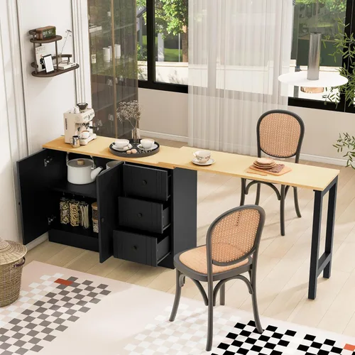 Miniatura 12 de Merax Aparador de buffet de madera moderna con 2 puertas, armario de almacenamiento independiente de estilo casa de campo, mesa consola para sala
