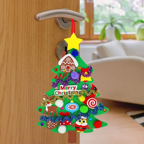 Miniatura 6 de Winlyn 24 juegos de adornos de árbol de Navidad, juegos de arte para manualidades, kits de manualidades de Navidad, pino, muñeco de nieve, copo