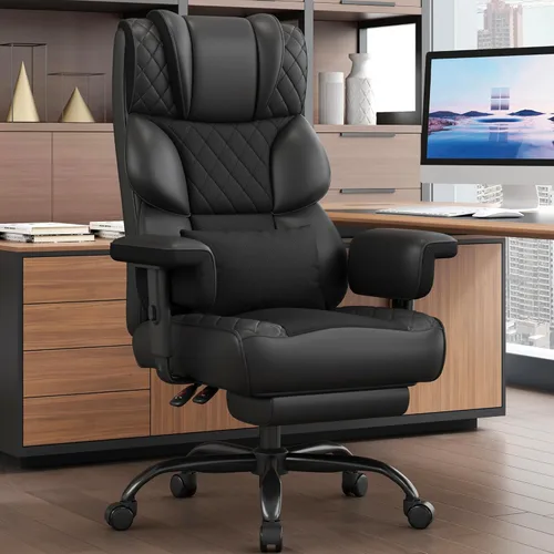 Miniatura 9 de Silla de oficina Vonesse grande y alta, silla de computadora con reposabrazos ajustables suaves, silla de juegos ergonómica con respaldo alto