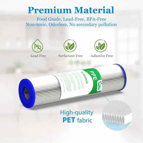 Miniatura 4 de Filtro de agua de 20 micrones de 10 x 2.5 pulgadas, prefiltros de sedimentos para toda la casa de 10 pulgadas para agua de pozo y grifo, cartucho