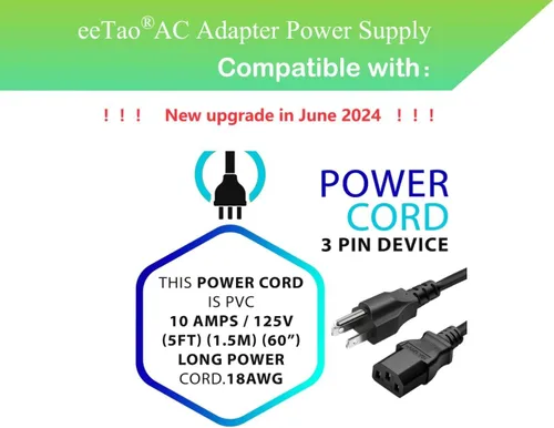 Miniatura 3 de Cable de alimentación de CA compatible con EF EcoFlow River Delta Max Mini Pro Plus Power Station Series 1000/1600 1260Wh 1612Wh Jackery