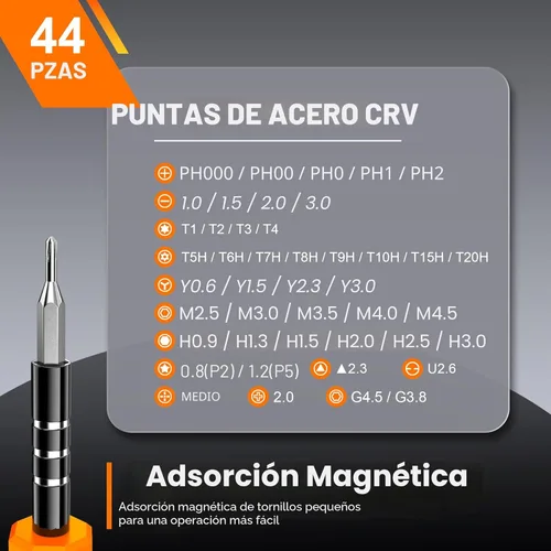 Miniatura 8 de JOREST Juego de 59 destornilladores de precisión pequeños con Torx T5, T6, T8, mini kit de herramientas de reparación para Macbook, computadora